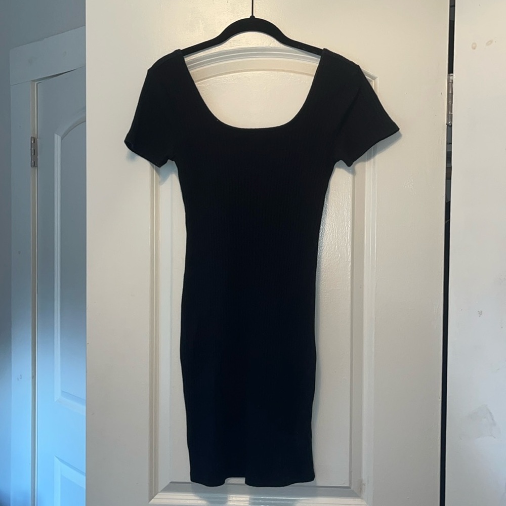 💚 BOGO FREE 💚 WILD FABLE BLACK RIBBED BODYCON MINI DRESS - Picture 2 of 7